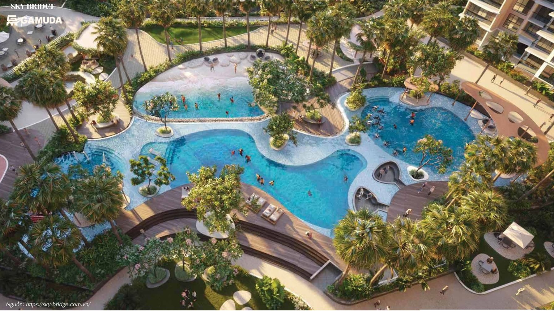 Hồ bơi vô cực tràn bờ đẳng cấp tại Sky Bridge Gamuda Land Thuận Giao