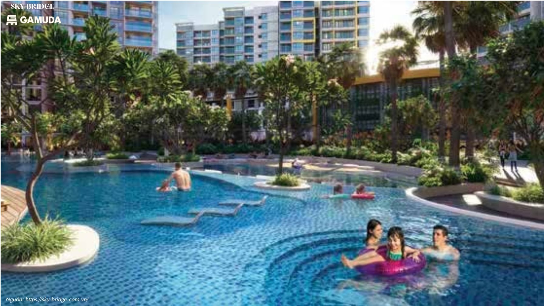 Hồ bơi vô cực tràn bờ đẳng cấp tại Sky Bridge Gamuda Land Thuận Giao, TP HCM